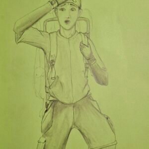 dibujo hombre viaje a lapiz